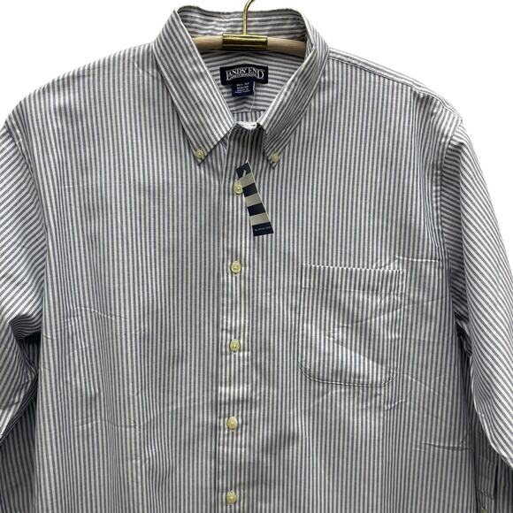 Lands’ End 100% Cotton Stripe Button Oxford Down Shirt Men’s Size 16.5”-32” NWT - Picture 2 of 7